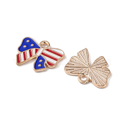 アメリカの国旗スタイルの合金エナメル ペンダント  ライトゴールド  ちょう結びチャーム  カラフル  13x16x1.5mm  穴：2mm&nbsp;X-ENAM-K067-26