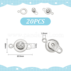 304ステンレススチールスナップ留め  ステンレス鋼色  15.5x10x5mm  穴：1.5mm  20個/箱&nbsp;STAS-UN0009-06P
