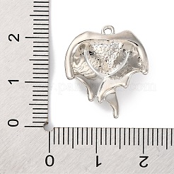 合金エナメルチャーム  ラインストーン付き  翼のチャーム付きコウモリ  プラチナ  21x18x4.5mm  穴：1.2mm&nbsp;FIND-U024-01P-01
