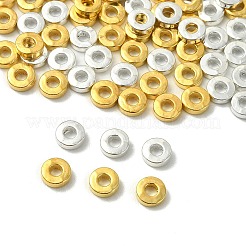 100個2色チベット風合金ビーズ  ドーナツビーズ  ゴールデン＆シルバー  6x2mm  穴：2.5mm  50個/カラー&nbsp;PALLOY-YW0001-82