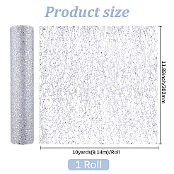 ポリエステルデコメッシュリボン  チュール生地  クリスマスデコレーション用のチュールロールスプール生地  銀  11-7/8インチ（302mm）&nbsp;OCOR-WH20013-016A
