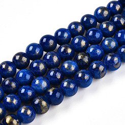 天然石馬山ジェイドビーズ連売り  ラウンド  染め  ブルー  6~7mm  穴：1.2mm  約66~67個/連  15.35~15.75インチ（39~40cm）&nbsp;G-A255-A01-02L