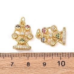 Brass Micro Pave Cubic Zirconia Pendants&nbsp;KK-C143-35B-G