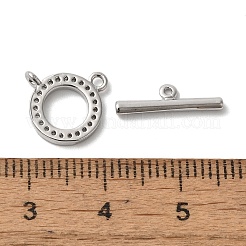 真鍮製マイクロペーブクリアキュービックジルコニアマンテル  カドミウムフリー＆ニッケルフリー＆鉛フリー  リング  プラチナ  17mm  リング：12x12x1mm  穴：0.9mm  バー：14x4x2mm  穴：0.9mm&nbsp;KK-N254-67P
