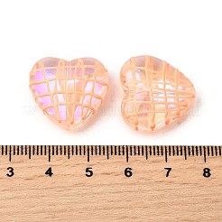 透明なガラスエナメルビーズ  ハート  桃パフ  19.5x21x8.5mm  穴：1.2mm&nbsp;X1-GLAA-S388-01F
