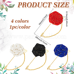 4Pcs 4 Colors Rose Polyester Lapel Pin Brooches for Men&nbsp;JEWB-FG0001-20