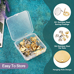 32Pcs 8 Styles 201 Stainless Steel Stud Earring Findings&nbsp;STAS-TA0001-93