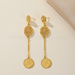 Hollow Flower with Coin Brass Tassel Stud Earrings&nbsp;VS6437