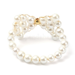 Shell Pearl Beaded Bowknot Finger Rings&nbsp;RJEW-TA00075