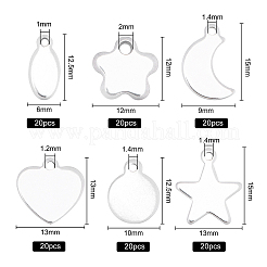 304ステンレススチールチャーム＆ペンダント  空白タグのスタンプ  混合図形  ステンレス鋼色  120個/箱&nbsp;STAS-BC0002-38P