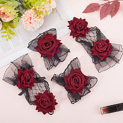 2 Pairs 2 Styles Rose Velvet Lace Gloves&nbsp;AJEW-GF0010-63