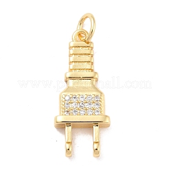環境に優しい真鍮製マイクロパヴェキュービックジルコニアペンダント  長持ちメッキ  鉛フリー＆カドミウムフリー＆ニッケルフリー  18KGP本金メッキ  22.5x9x3mm  穴：3mm&nbsp;KK-K268-16G