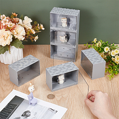 長方形のアクリル製ミニフィギュアディスプレイケース  モデル用防塵ドール収納ボックス  おもちゃ  アクションフィギュア  濃いグレー  10.2x5.6x7cm&nbsp;ODIS-WH0025-223A