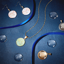 DIY Blank Dome Flat Round Pendant Making Kit&nbsp;DIY-UN0004-48