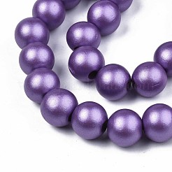 Painted Natural Wood Beads Strands&nbsp;WOOD-S053-58F