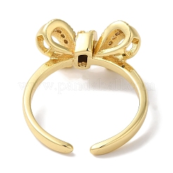 Bowknot Brass Micro Pave Clear Cubic Zirconia Open Cuff Rings for Women&nbsp;LS-RJEW-C098-08G
