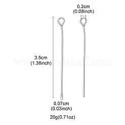 アイアンアイピン  カドミウムフリー＆鉛フリー  プラチナ  21ゲージ  35x0.7mm  穴：2mm&nbsp;IFIN-FS0001-31E