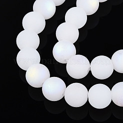 Frosted Imitation Jade Glass Beads Strands&nbsp;GLAA-T032-J10mm-MBB01