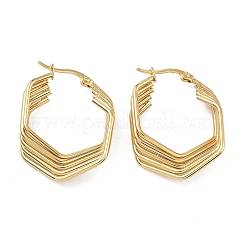 Multilayer Polygon 201 Stainless Steel Hoop Earrings&nbsp;EJEW-D354-06G