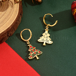 Brass Christmas Tree Hoop Earrings&nbsp;PF9956