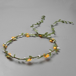ポリエステル製の人工バラの花輪ヘッドバンドヘアバイン  女性用 女の子用 花冠 ヘッドバンド  オレンジ  内径：185~190mm&nbsp;AJEW-WH20019-03A