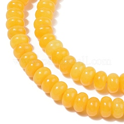 染め加工天然石ホワイトジェイドビーズ連売り  ロンデル  ゴールド  10x6mm  穴：1.2mm  約63個/連  14.88''（37.8センチメートル）&nbsp;G-G107-A15-01