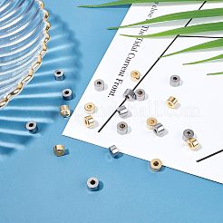 304ステンレススチールスペーサービーズ  コラム  ゴールデン·ステンレス鋼色  6x3.5mm  穴：2.2~2.5mm  2色  30個/カラー  60個/箱&nbsp;STAS-UN0008-25