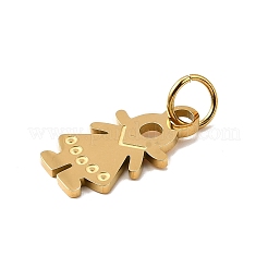 女の子 304 ステンレス ペンダント  201ステンレススチール製ジャンプリング付き  イオンプレーティング（ip）  18KGP本金メッキ  20.5x11x1.5mm  穴：5mm&nbsp;STAS-M121-06G