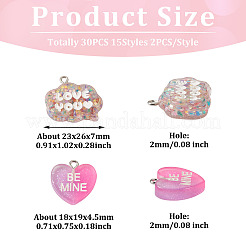 30Pcs 15 Styles Transparent Resin Pendants&nbsp;RESI-CW0001-21