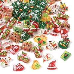 クリスマステーマの不透明樹脂カボション100個  混合図形  ミックスカラー  5~10x5~10x3~4mm&nbsp;CRES-YW0002-56