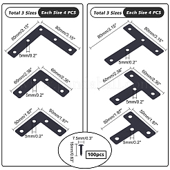 鉄製のL字型およびT字型ブラケット  炭素鋼ネジ付き  ミックスカラー  50x50x1mm  穴：5mm&nbsp;DIY-CA0003-54
