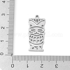 304ステンレスペンダント  ティキマスクチャーム  レーザー切断  変色防止  ステンレス鋼色  27.5x12.5x1.5mm  穴：1.5mm&nbsp;STAS-U041-03A-P