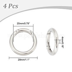 304ステンレス鋼スプリングゲートリング4個  キーホルダー用  ステンレス鋼色  6ゲージ  28x4mm&nbsp;STAS-UN0045-72