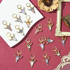 Cattle Alloy Enamel Pendant Locking Stitch Markers&nbsp;HJEW-CJ00032