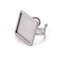 Tarnish Resistant 201 Stainless Steel Cuff Pad Ring Settings&nbsp;STAS-S080-041F-P