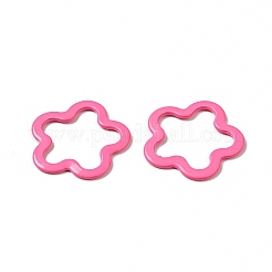 スプレー塗装された201ステンレス鋼の連結リング  花  ショッキングピンク  14.5x14x1mm  内径：10x12mm&nbsp;STAS-G304-07C