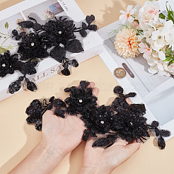 2Pcs 2 Styles 3D Flower Polyester Embroidery Sew on Appliques&nbsp;DIY-CY0001-03B