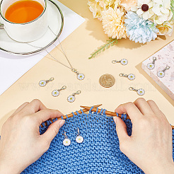 40Pcs Daisy Alloy Enamel Pendant Locking Stitch Markers&nbsp;HJEW-NB00206