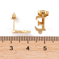 イオンプレーティング（IP）304ステンレススチールスタッドピアス  女性のための  文字e  11.5x6.5mm  穴：1mm  ピン：0.7mm&nbsp;FIND-Q103-01E-G