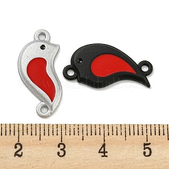 スプレー塗装合金カップルハートコネクタチャーム  陰陽ハートリンク  レッド  21x20x18mm  穴：1.5~1.6mm&nbsp;PALLOY-K018-02