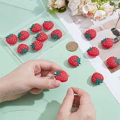 15個のイチゴ食品グレードの環境に優しいシリコーン焦点ビーズ  レッド  27x25x5mm  穴：2.3mm&nbsp;SIL-UN0001-01