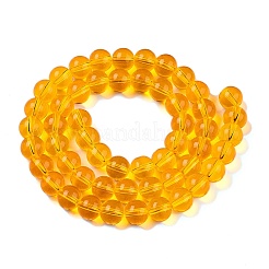 透明ガラスビーズ連売り  ラウンド  ゴールド  8~8.5mm  穴：1.5mm  約51~53個/連  14.96インチ〜15.55インチ（38~39.7cm）&nbsp;GLAA-T032-T8mm-11
