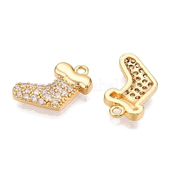 Christmas Theme Brass Micro Pave Clear Cubic Zirconia Charms&nbsp;KK-T073-17G