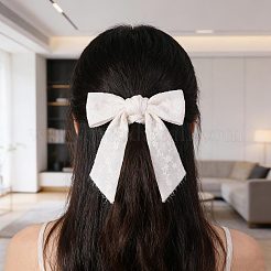 花柄の刺繍が施された綿生地  服装アクセサリー  ホワイト  1300x0.1mm&nbsp;DIY-WH0786-55