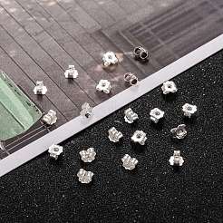 スターリングシルバー製フリクションイヤーナット 925 個  スタンプ925個付き  銀  5x6x3mm  穴：0.8mm&nbsp;X-STER-L063-09S