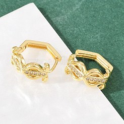リラ真鍮マイクロパヴェクリアキュービックジルコニアフープピアス  18KGP本金メッキ  14.5x16x7.5mm&nbsp;EJEW-D348-04G
