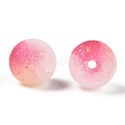 Frosted Baking Paint Crackle Glass Beads with Glitter Powder&nbsp;DGLA-T004-01H
