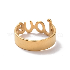 Ion Plating(IP) 201 Stainless Steel Word Love Finger Ring&nbsp;RJEW-J051-44G