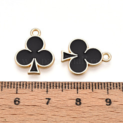 バレルメッキ合金ペンダント  エナメル  カドミウムフリー＆ニッケルフリー＆鉛フリー  スモモの花  ライトゴールド  ブラック  17.5x13.5x2mm  穴：1.8mm&nbsp;ENAM-T011-203-03