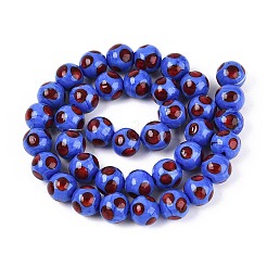手作りランプワークビーズ連売り  ラウンド  波点付き  藤紫色  9.5~11mm  穴：0.9~1.2mm  約38個/連  13.78~14.37インチ（35~36.5cm）&nbsp;LAMP-N037-02B